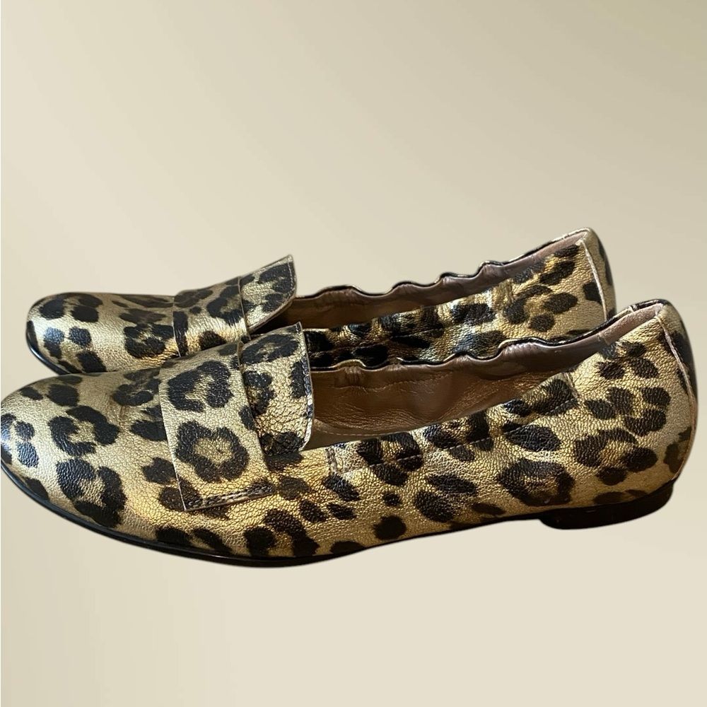 Agl | Attilio Leombruni Italian Leather Leopard Print Ballet Flats Nwob Size 5